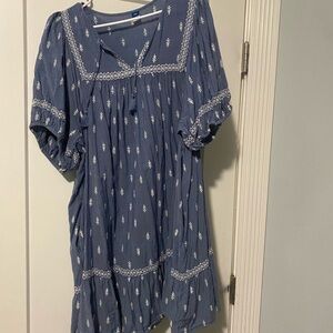 Old Navy Blue Ruffled Tie Front Dress